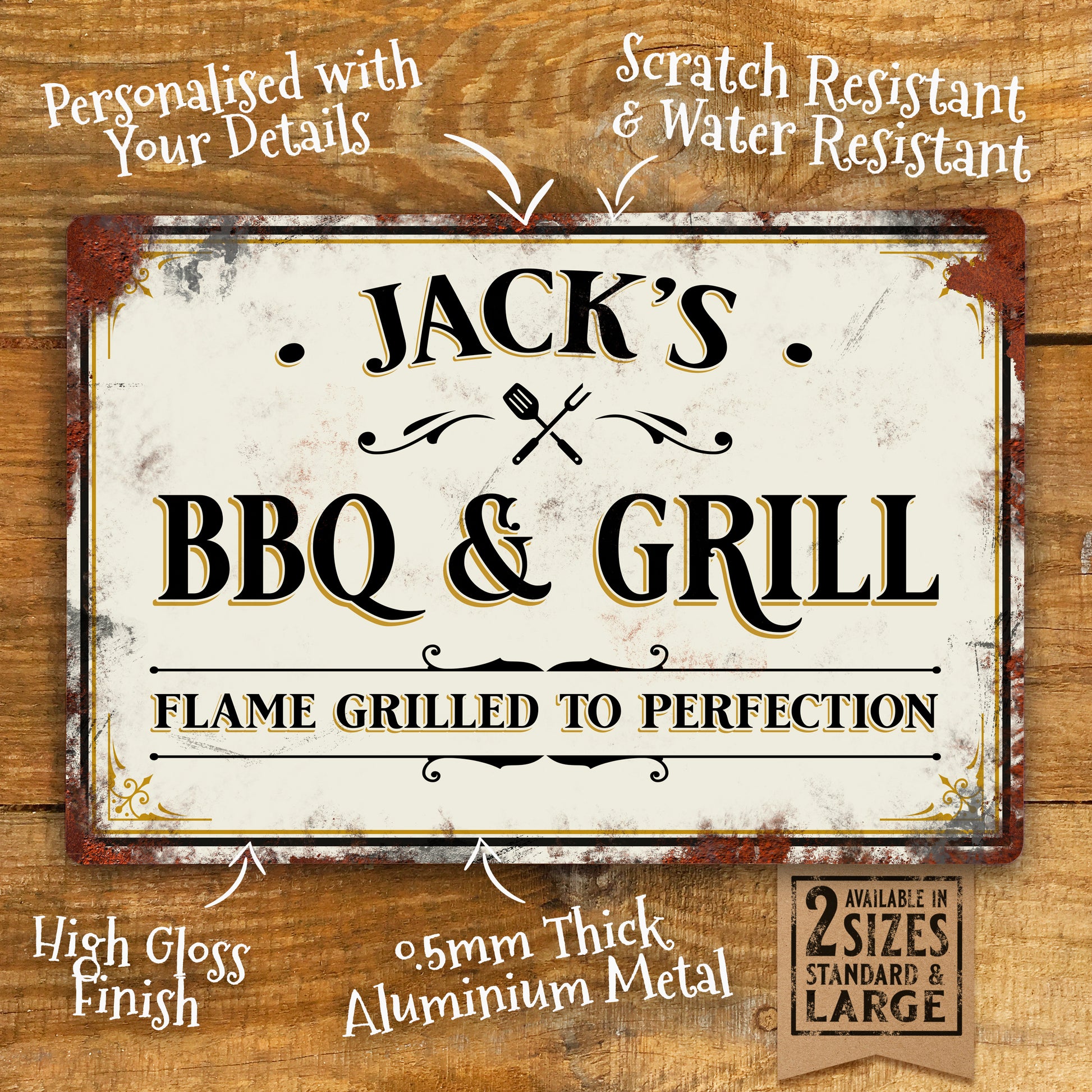 Personalised Gift - BBQ and Grill Vintage Retro Metal Sign details
