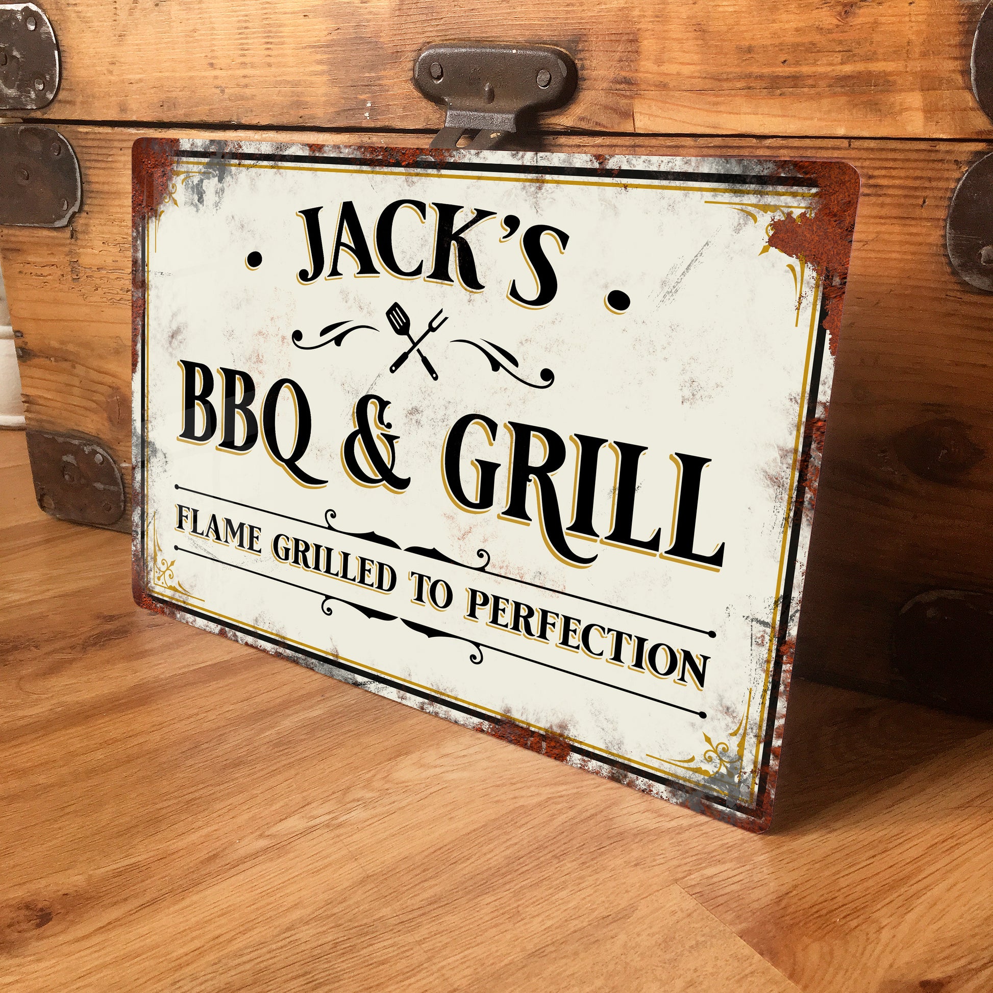 Personalised Gift - BBQ and Grill Vintage Retro Metal Sign