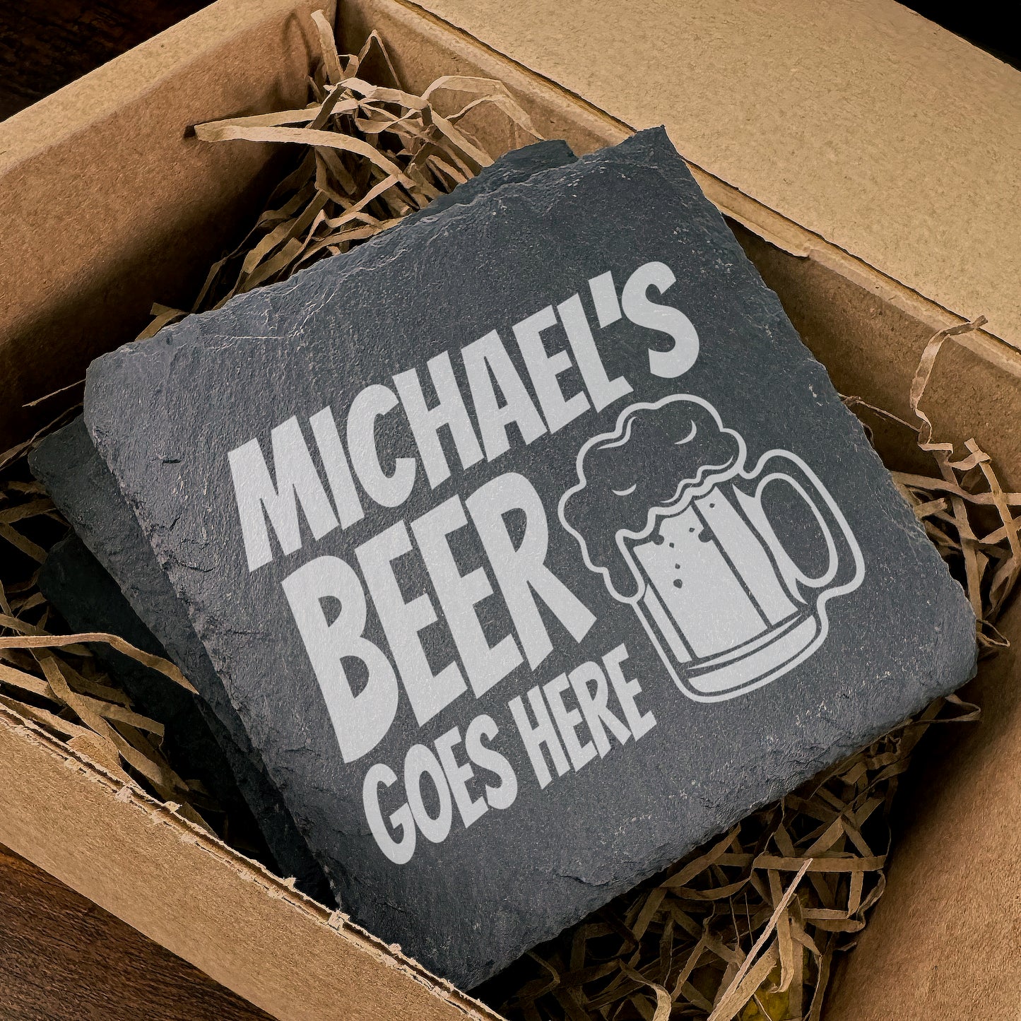 Personalised Name Beer Slate Coaster Home Decor Gift Garage Coaster SC02