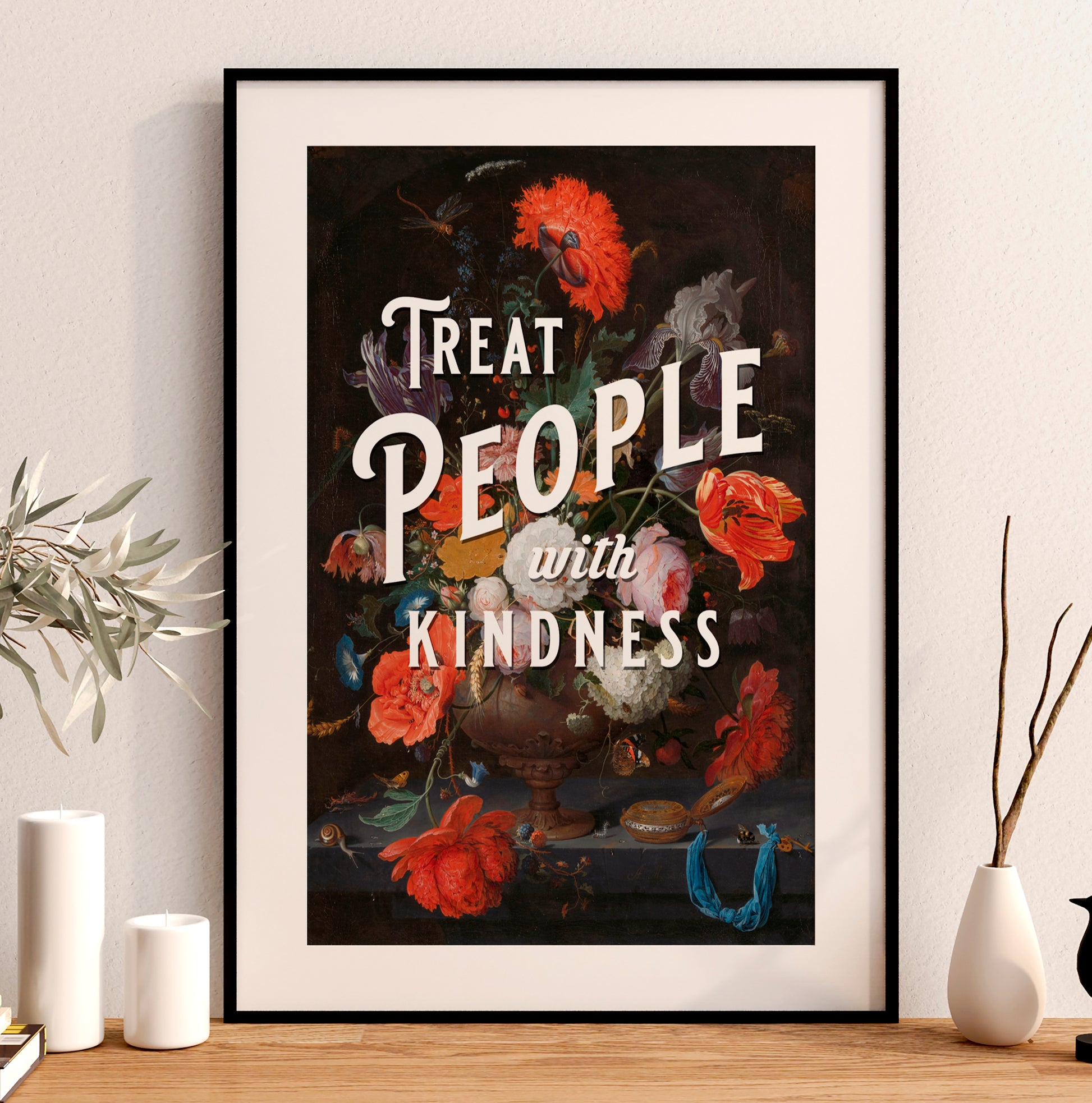 treat people with kindness harry styles quote art print poster framed 