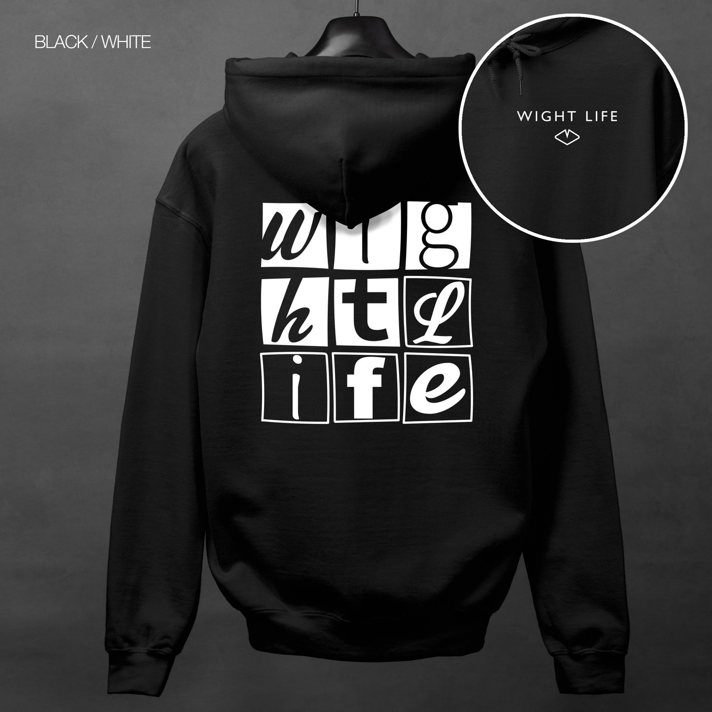 Wight Life Hoodie - Typo Boxes - Isle of Wight Hoodie