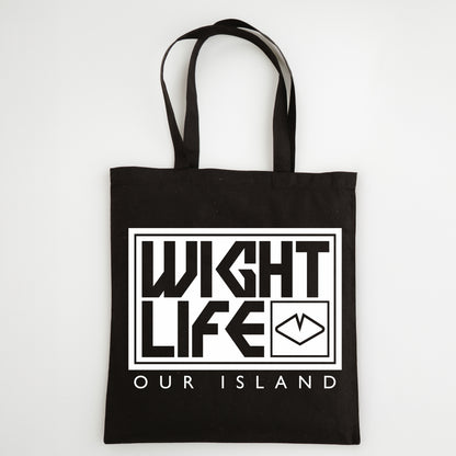 Wight Life Tote Bag - Black or Natural Isle of Wight Shopping Bag - Block Surf