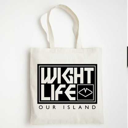 Wight Life Tote Bag - Black or Natural Isle of Wight Shopping Bag - Block Surf