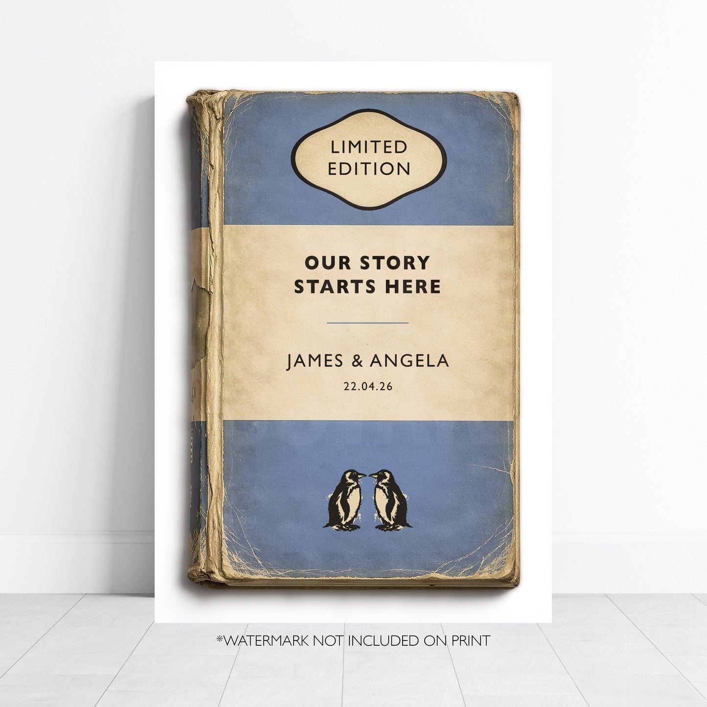 Personalised Wedding Gift Print - Our Story Starts Here - Vintage Book Style Anniversary Print