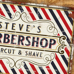 Personalised Barber Shop Metal Door Wall Sign Vintage