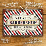 Personalised Barber Shop Metal Door Wall Sign Vintage