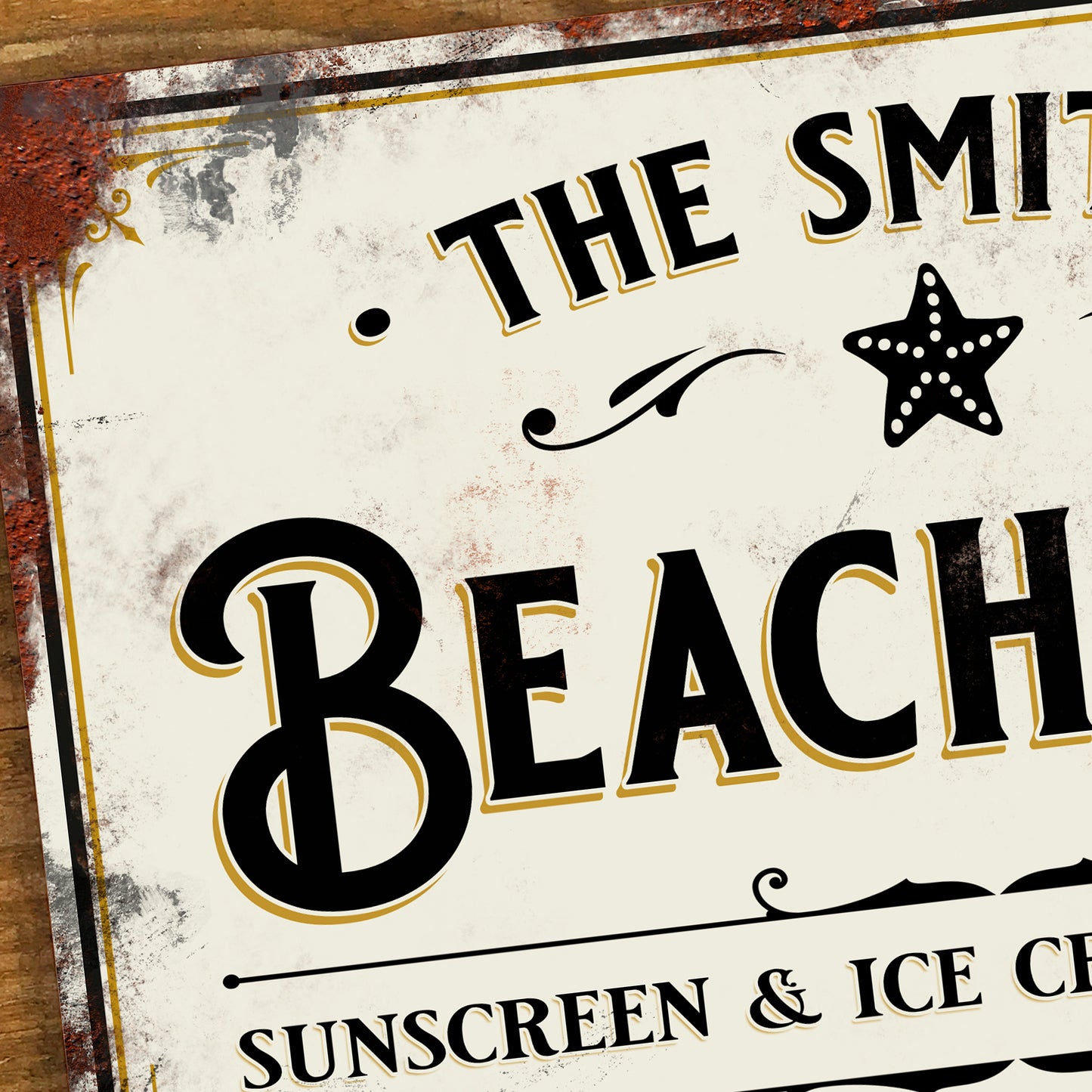 Personalised Beach Hut Sign Vintage Holiday Home Metal Sign 200mm x 305mm