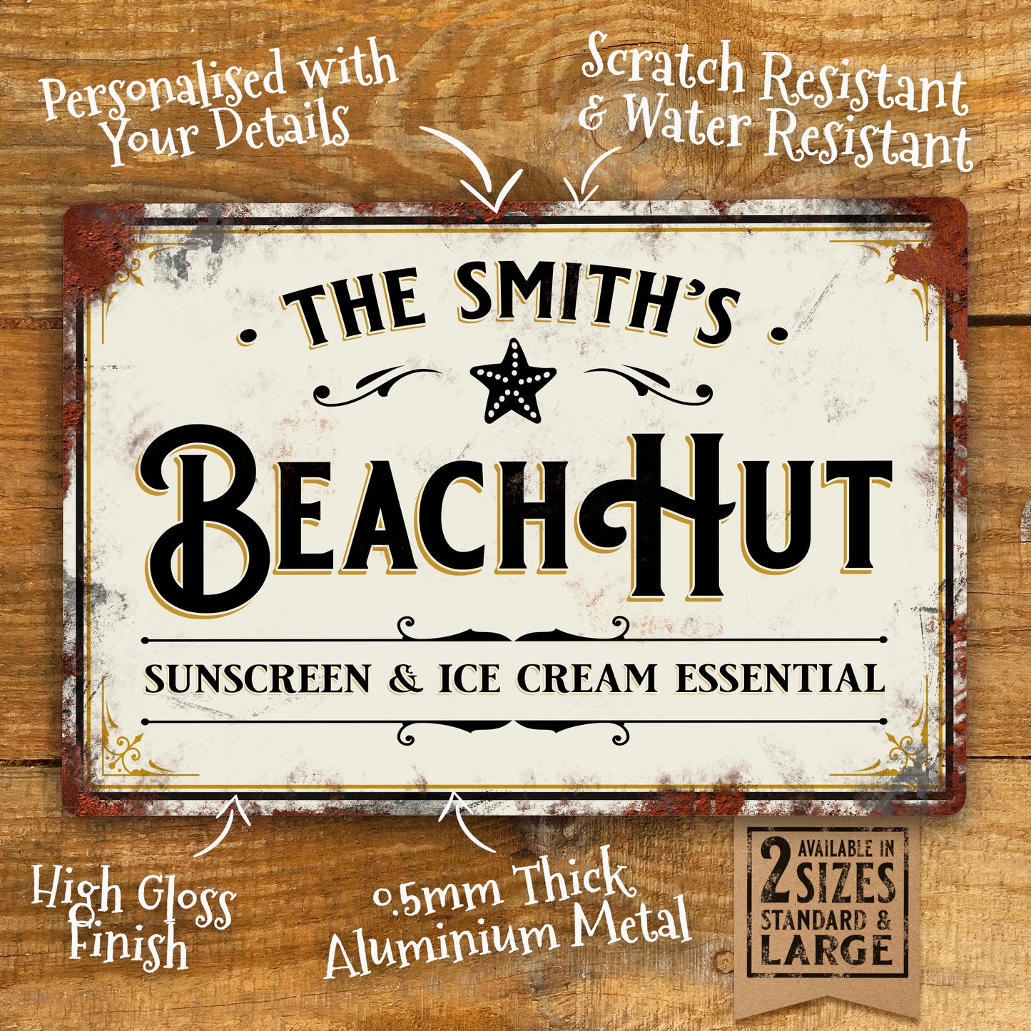 Personalised Beach Hut Sign Holiday Home Sign details