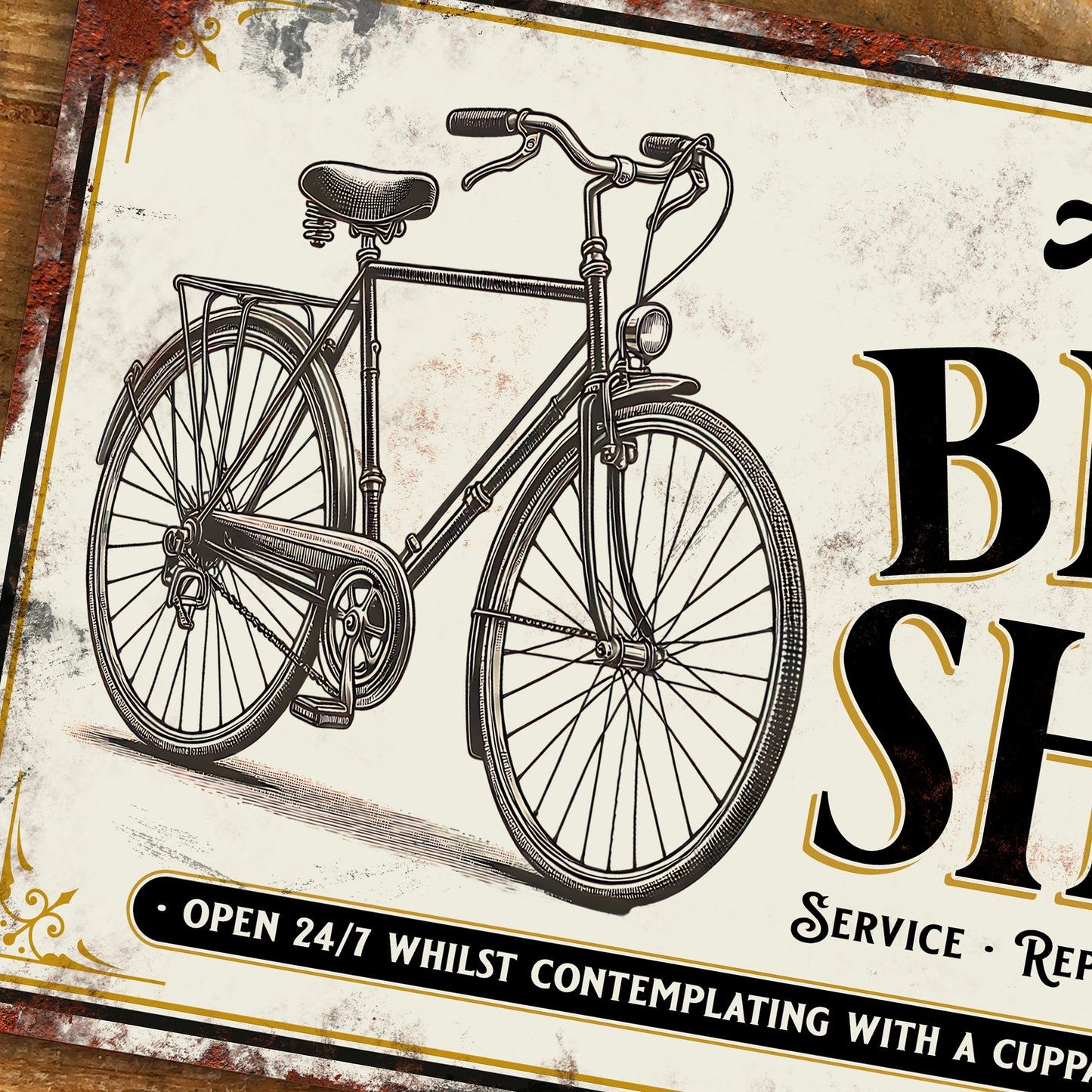 Personalised Vintage Bike Shed Sign Custom Bicycle Workshop Metal Sign 200mm x 305mm