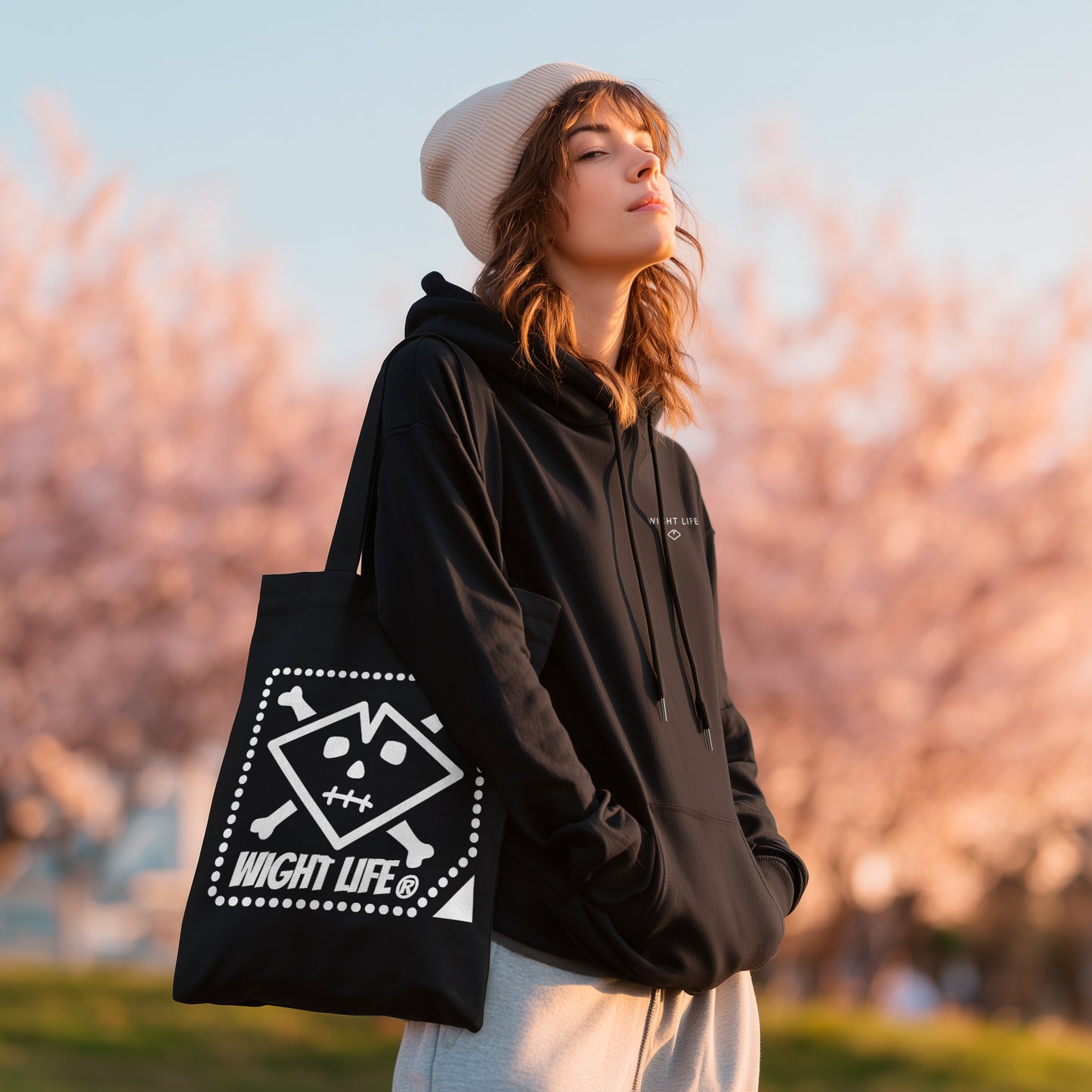 Wight Life Tote Bag - Black or Natural Isle of Wight Shopping Bag - Skull Crossbones