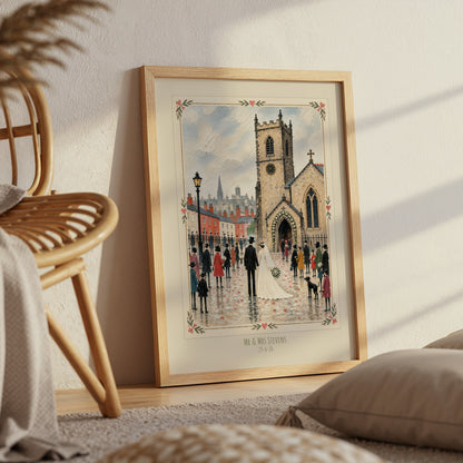 Personalised Church Wedding Print – Custom Wedding Day Wall Art
