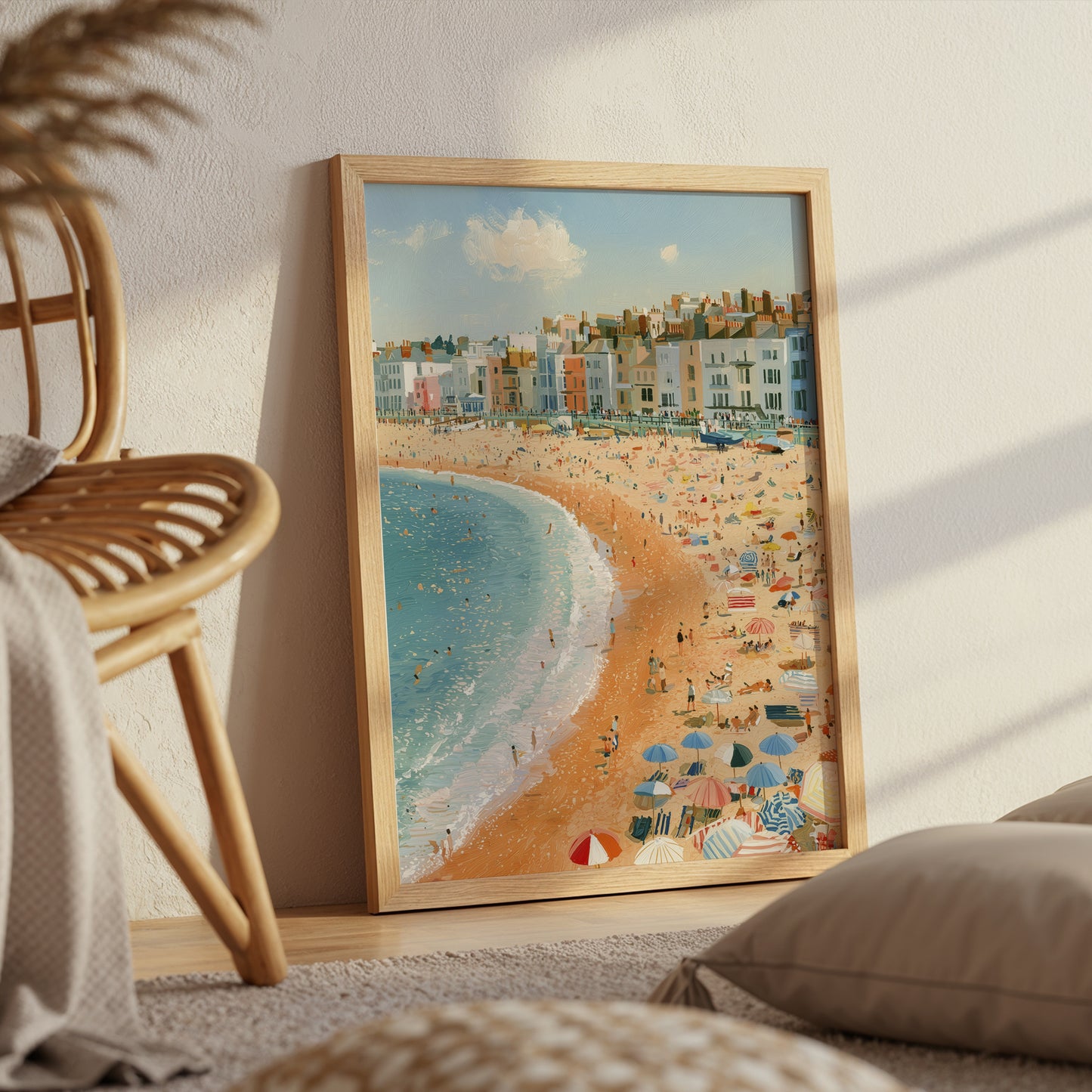 Brighton Beach Wall Art Print, Seaside Poster, Colourful Coastal Art, British Beach Print, Brighton Seafront Decor A4 A3 A2 A1
