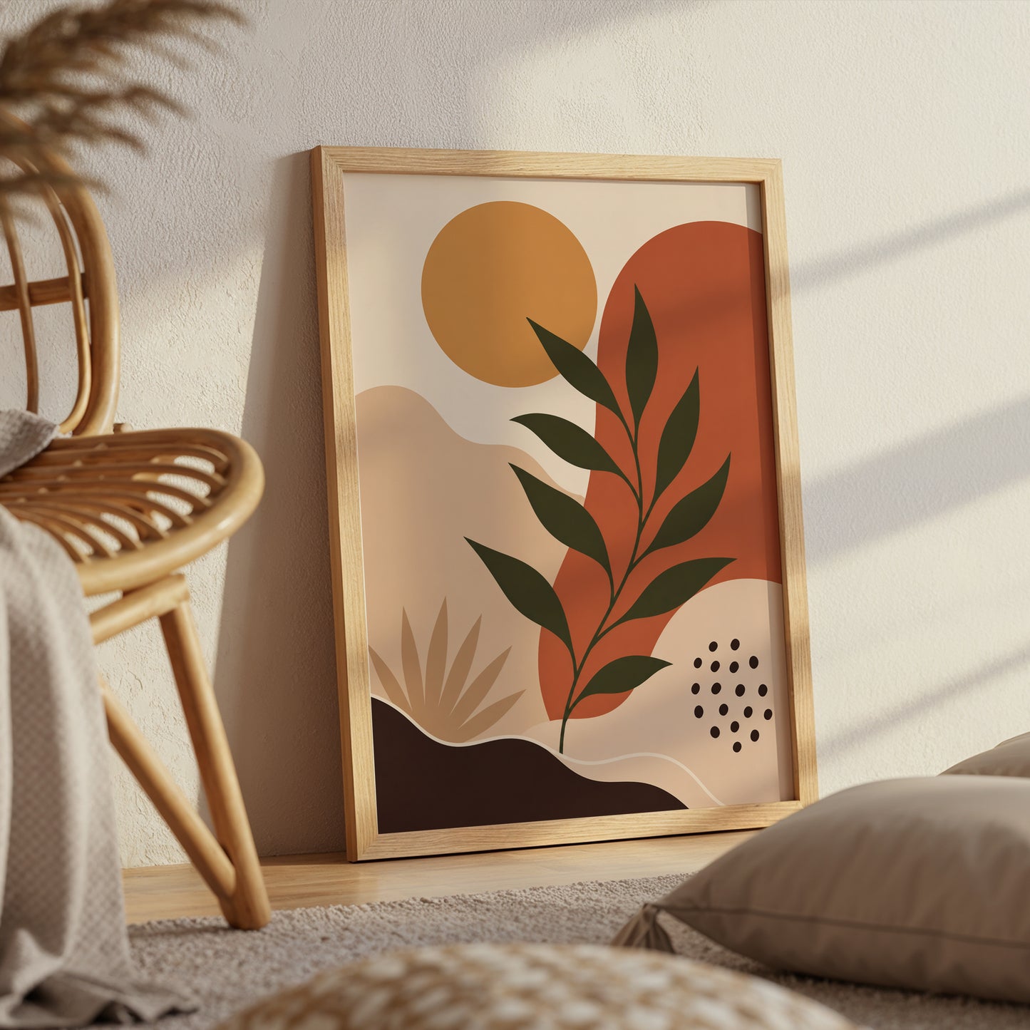Abstract Botanical Print Mid Century Modern Wall Art Minimalist Leaf Poster Boho Neutral Decor Contemporary Art A4 A3 A2 A1 Unframed