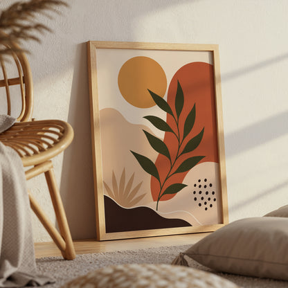 Abstract Botanical Print Mid Century Modern Wall Art Minimalist Leaf Poster Boho Neutral Decor Contemporary Art A4 A3 A2 A1 Unframed