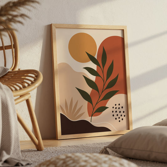 Abstract Botanical Print Mid Century Modern Wall Art Minimalist Leaf Poster Boho Neutral Decor Contemporary Art A4 A3 A2 A1 Unframed