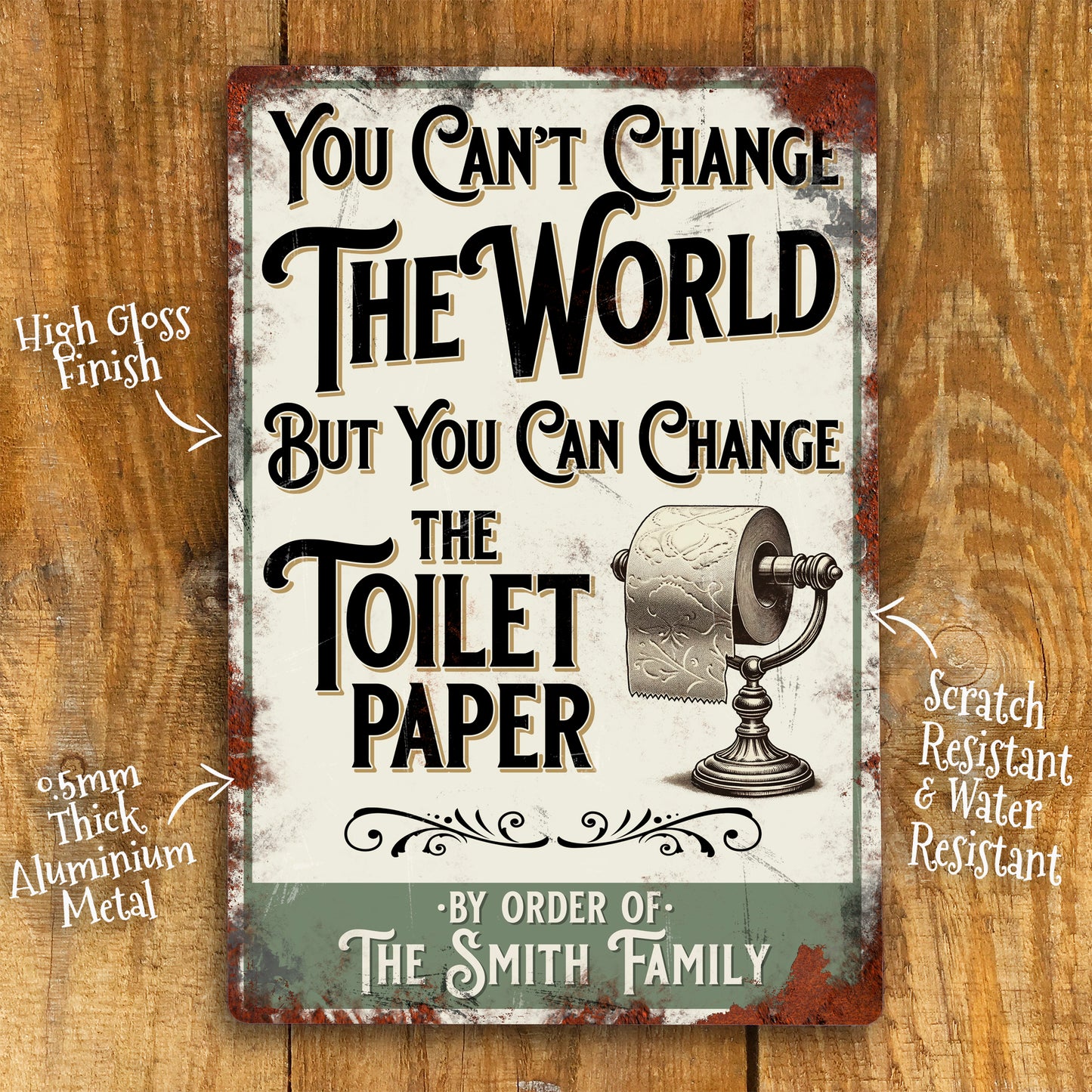 Personalised Vintage Bathroom Toilet Sign in a victorian style Change the toilet Paper Details