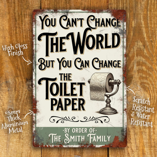 Personalised Vintage Bathroom Toilet Sign in a victorian style Change the toilet Paper Details