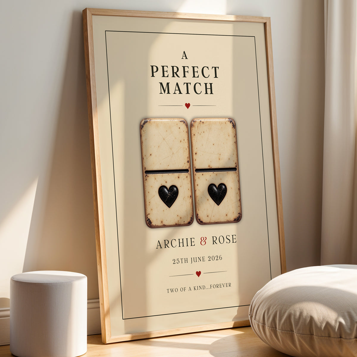 Personalised Perfect Match Domino Print – Wedding & Anniversary Couple Wall Art