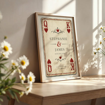 Personalised King & Queen of Hearts Print – Wedding & Anniversary Wall Art