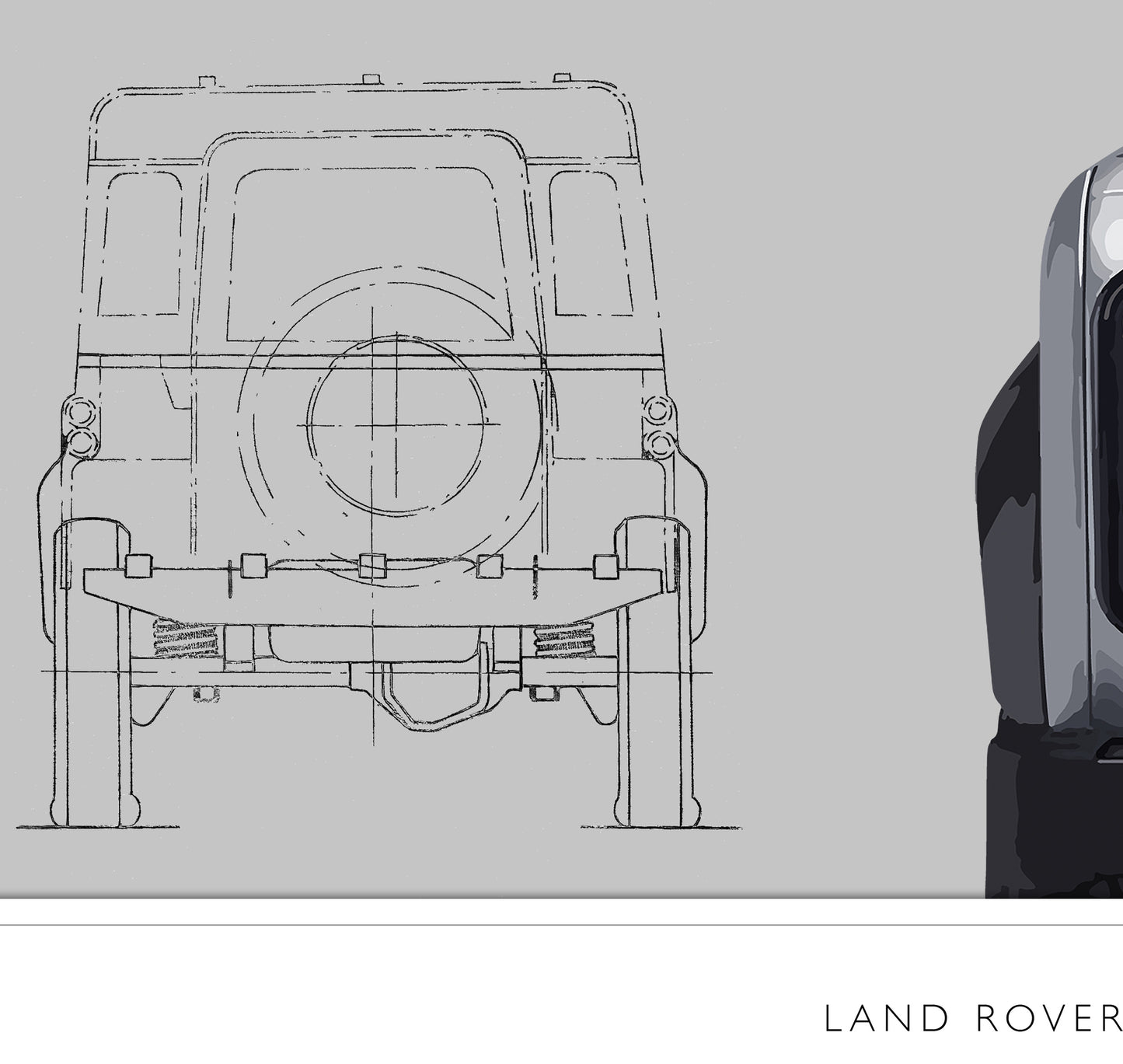 Land Rover Defender Classic Wall Art Poster Close 2
