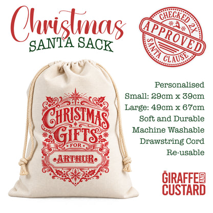Personalised Christmas Santa Sack – Vintage Christmas Gifts Design