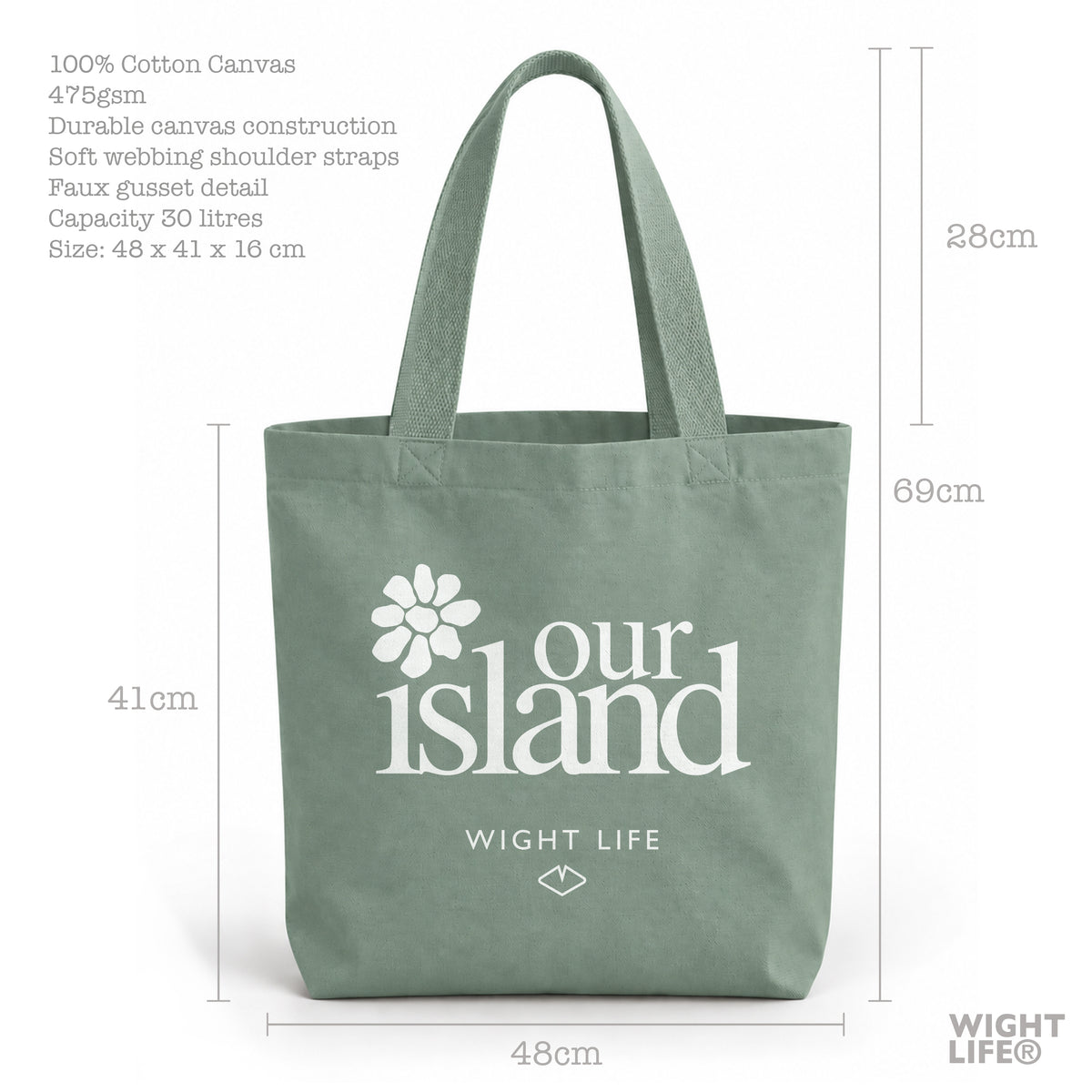 Our Island Heavyweight Canvas Tote Bag | Our Island Flower | Wight Life®