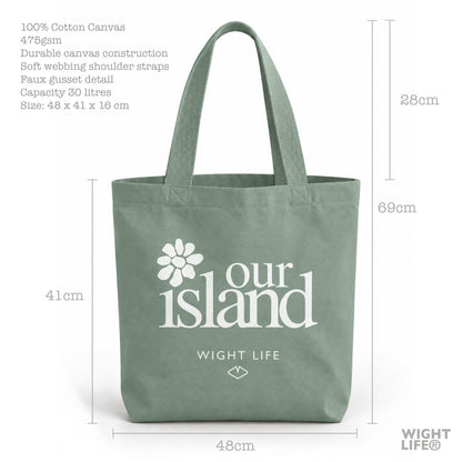Our Island Heavyweight Canvas Tote Bag | Our Island Flower | Wight Life®
