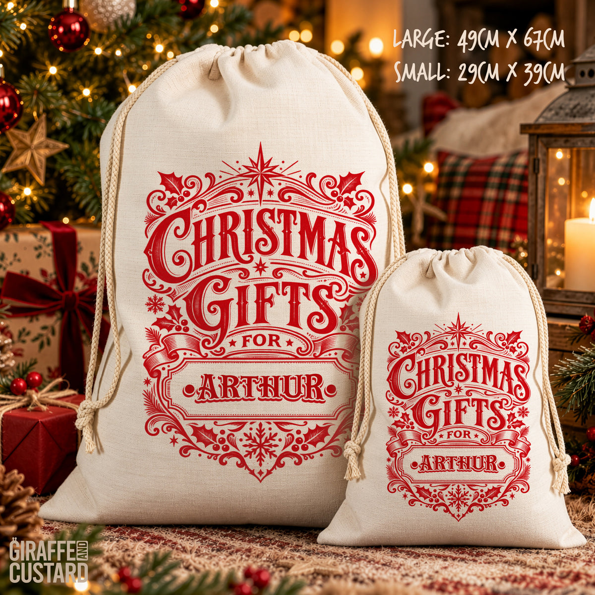 Personalised Christmas Santa Sack – Vintage Christmas Gifts Design