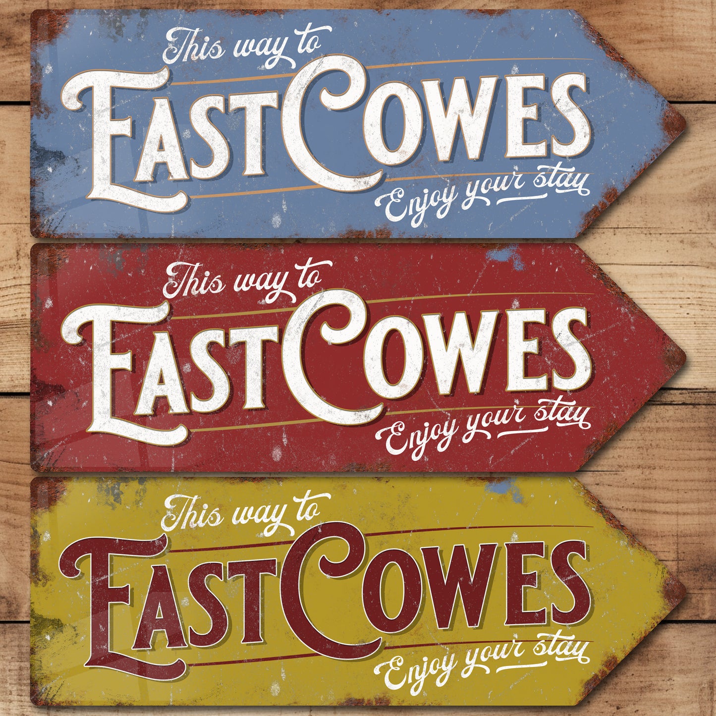 This Way to East Cowes Metal Vintage Style Sign | Isle of Wight Gift