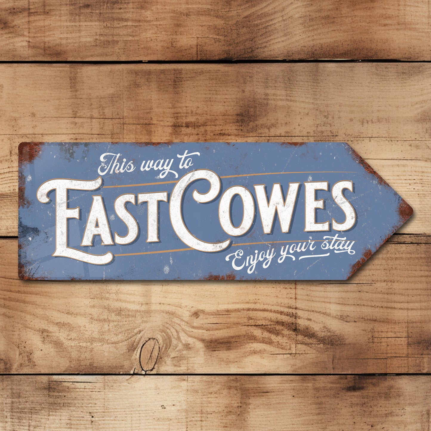 This Way to East Cowes Metal Vintage Style Sign | Isle of Wight Gift