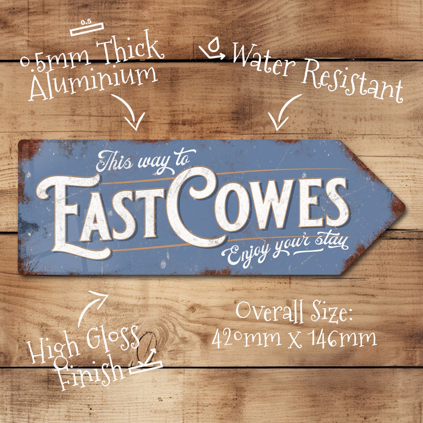 This Way to East Cowes Metal Vintage Style Sign | Isle of Wight Gift