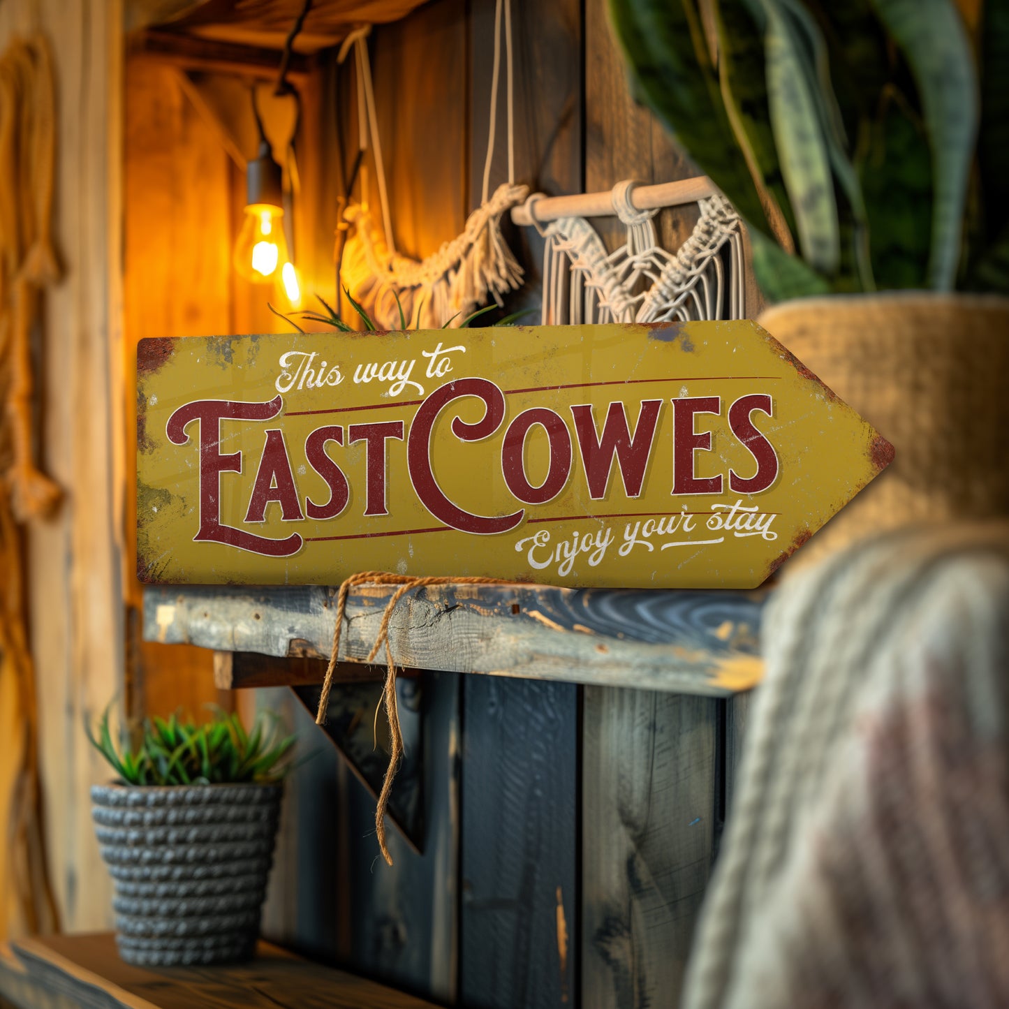 This Way to East Cowes Metal Vintage Style Sign | Isle of Wight Gift