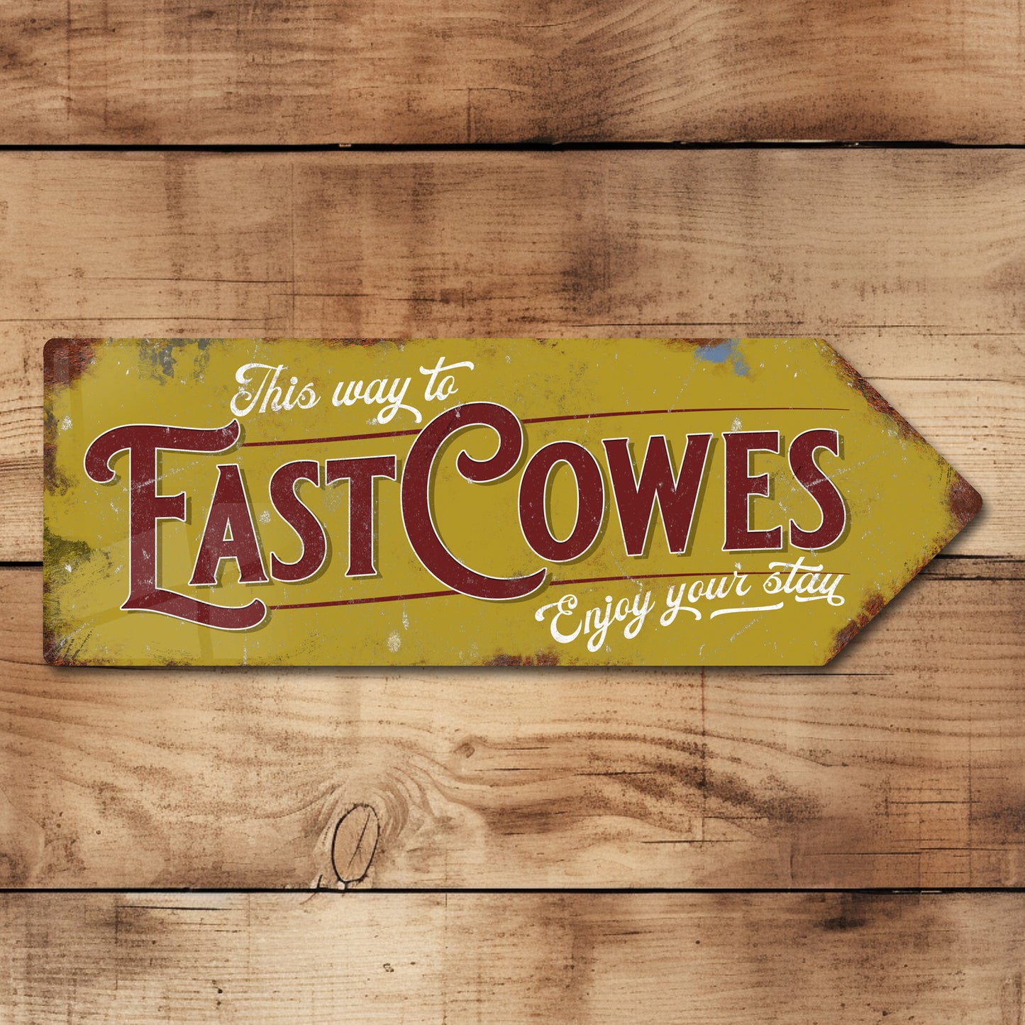 This Way to East Cowes Metal Vintage Style Sign | Isle of Wight Gift