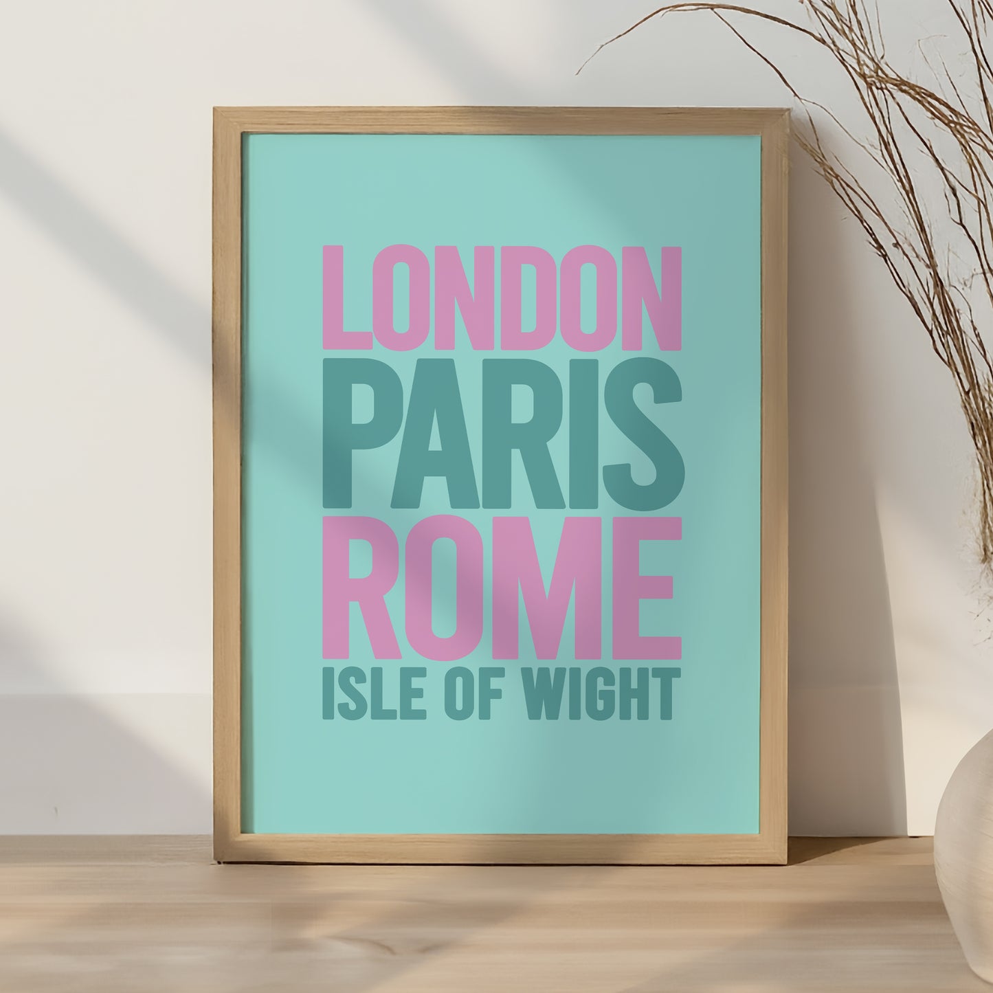 London Paris Rome Isle of Wight Print – Travel Typography Wall Art