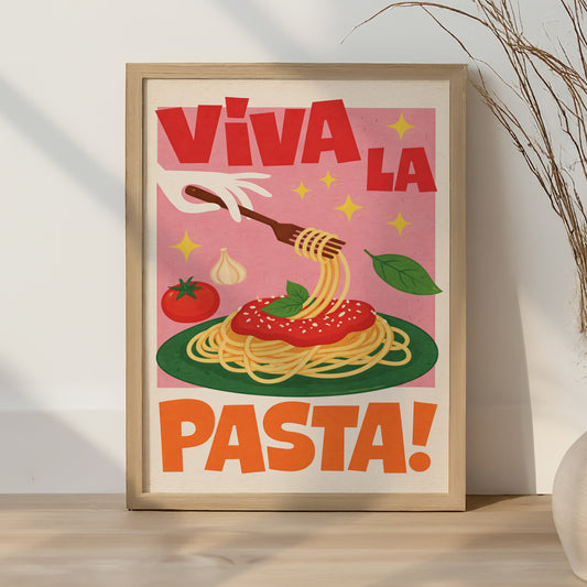 Viva La Pasta Print – Italian Food Kitchen Wall Art Poster