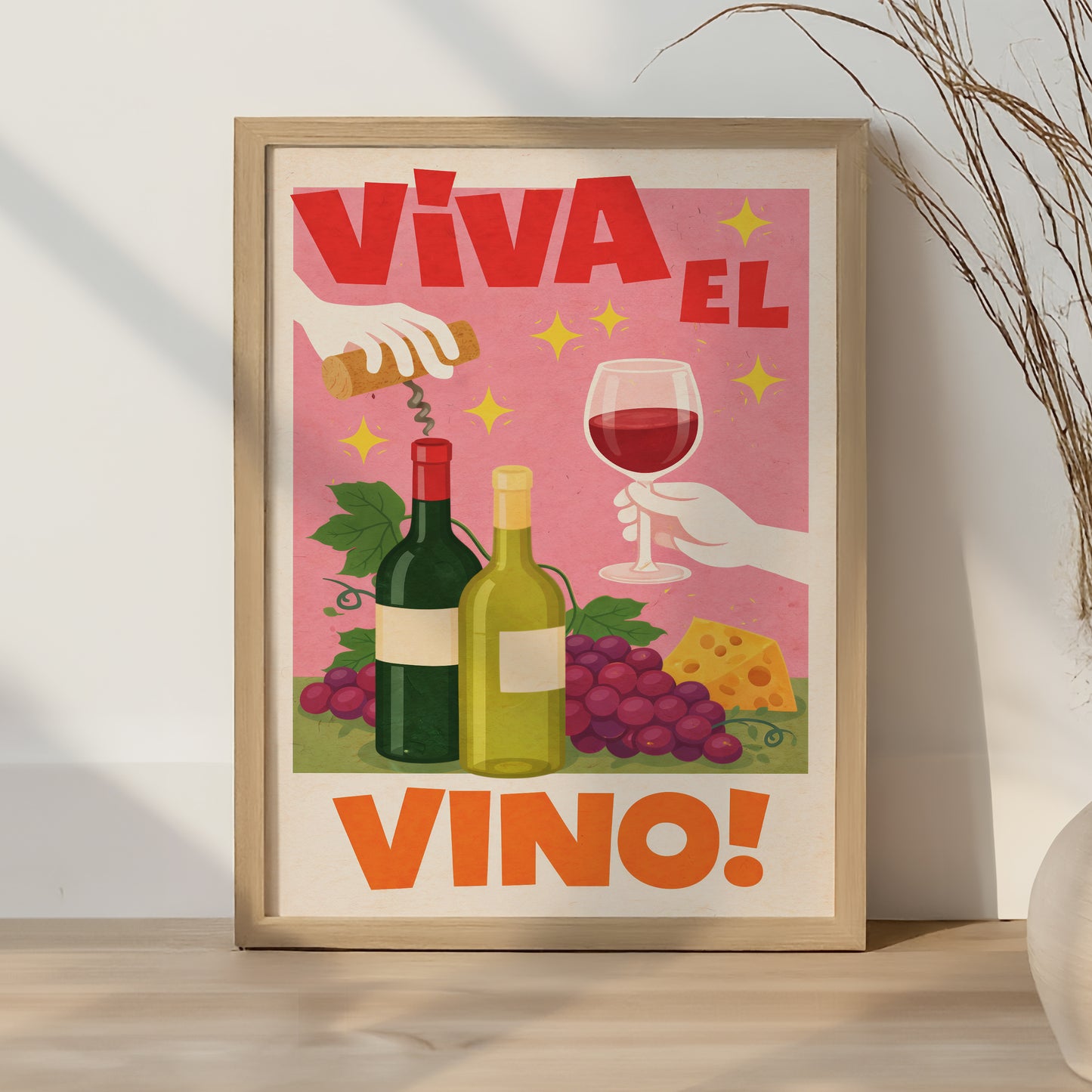 Viva El Vino Poster Print – Retro Wine Art Wall Decor A4 to A1