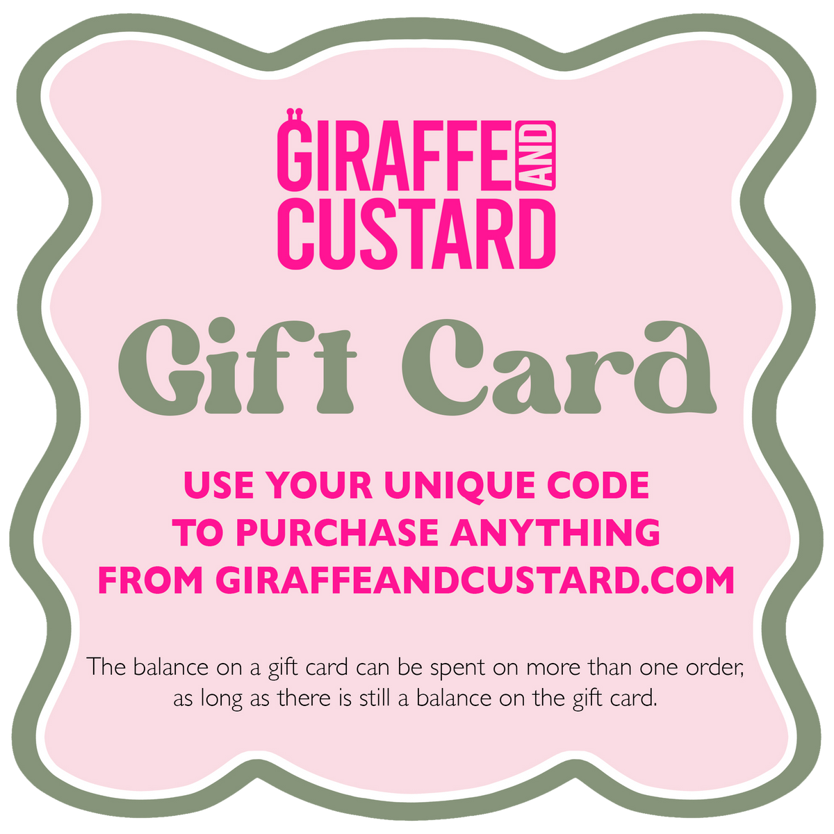 Giraffe and Custard Gift Card