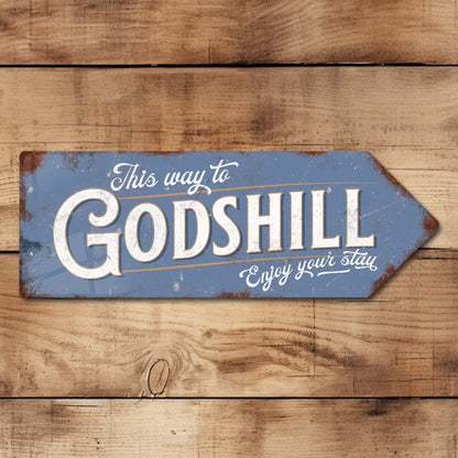 This Way to Godshill Metal Vintage Style Sign | Isle of Wight Gift