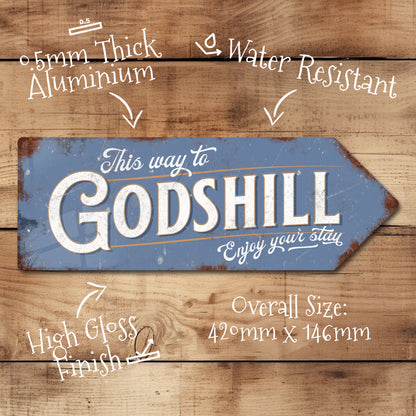 This Way to Godshill Metal Vintage Style Sign | Isle of Wight Gift