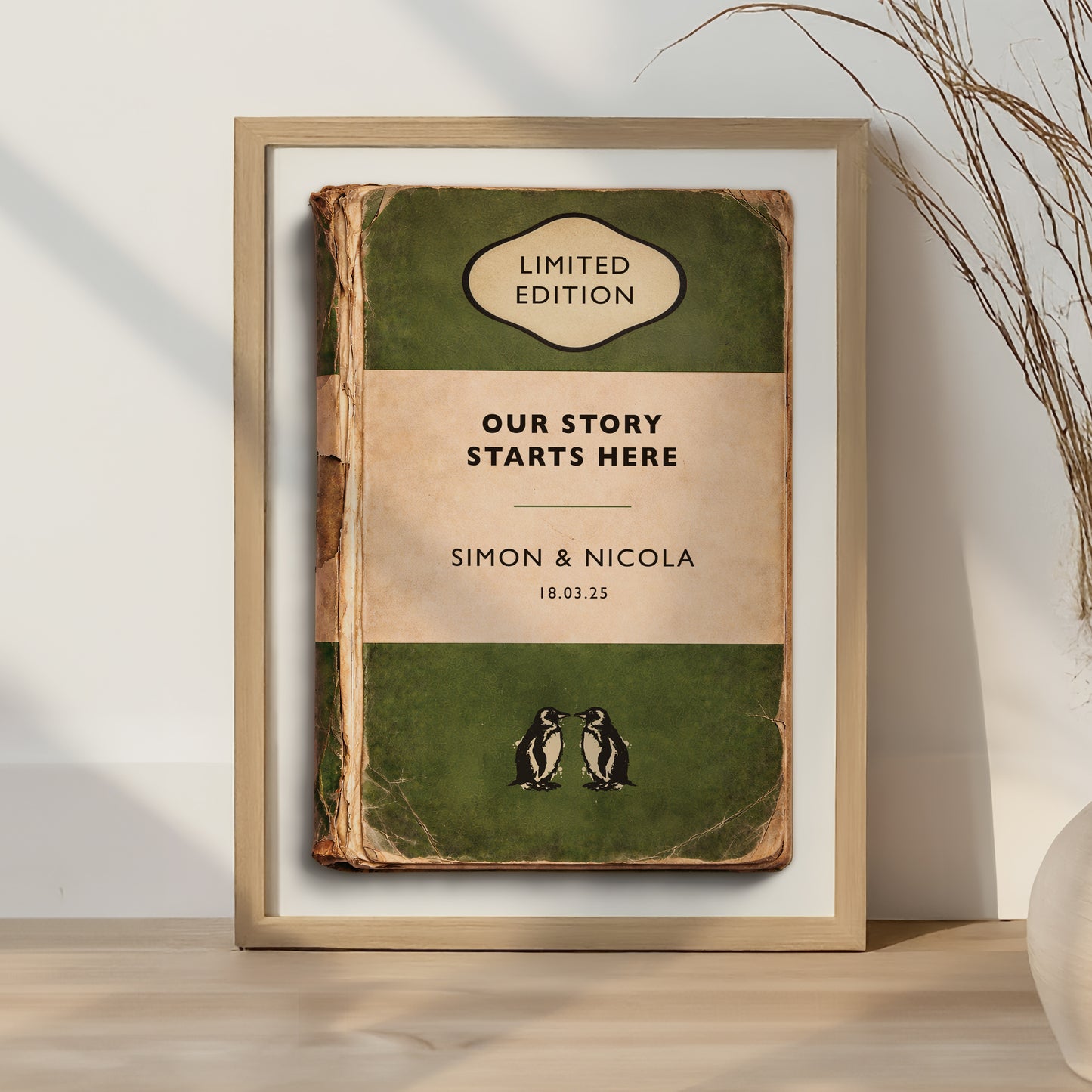 Personalised Wedding Gift Print - Our Story Starts Here - Vintage Book Style Anniversary Print