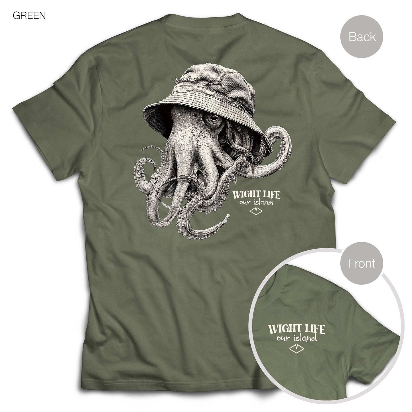 Wight Life T-Shirt - Bucket Hat Octopus- Unisex Isle of Wight Tee