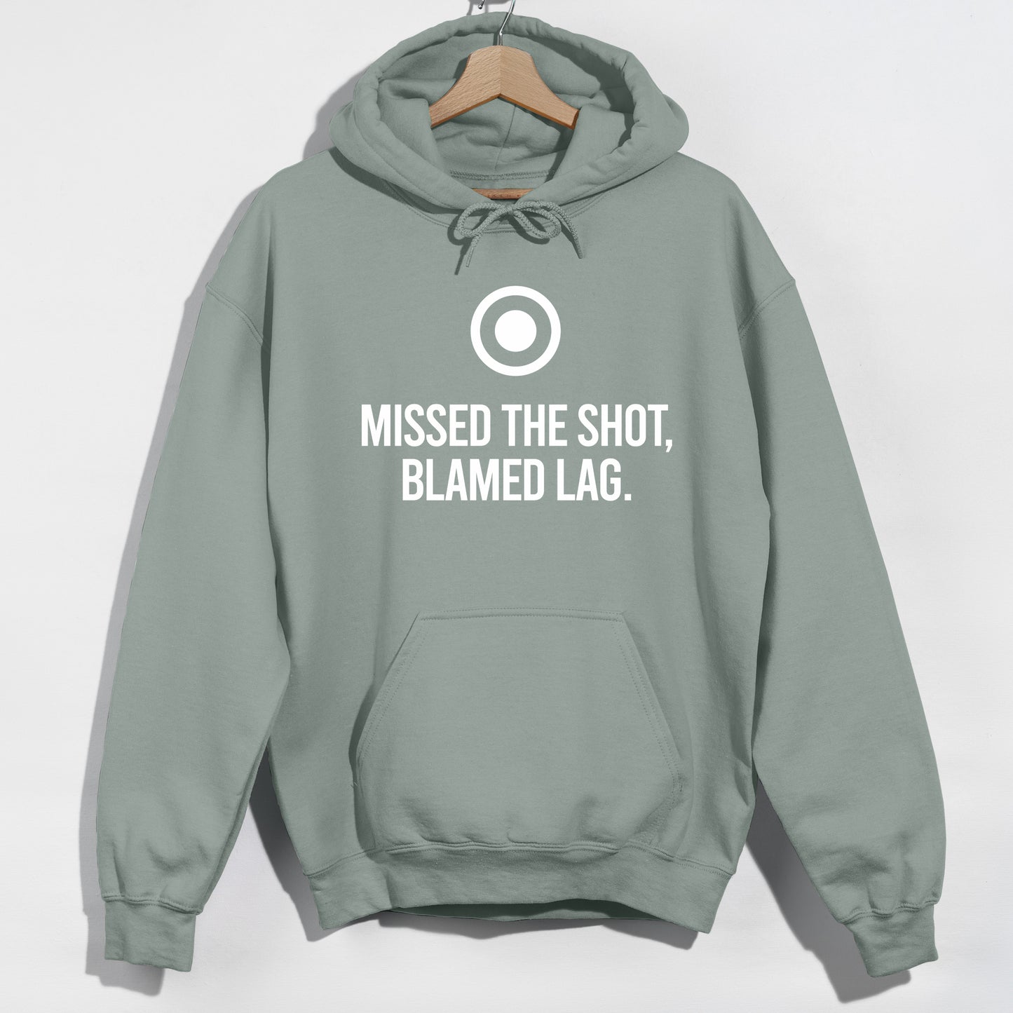 Missed The Shot, Blamed Lag - Online Gamer - Funny Slogan Graphic Hoodie