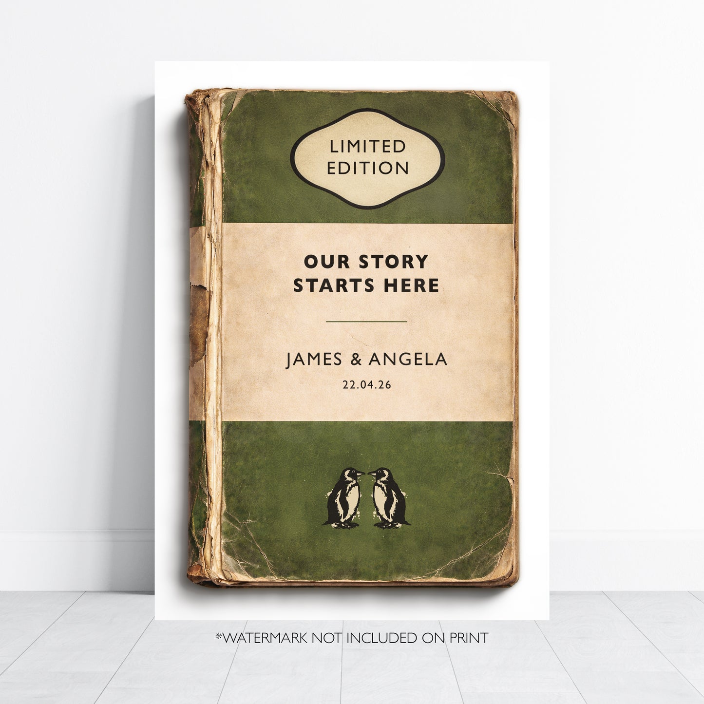 Personalised Wedding Gift Print - Our Story Starts Here - Vintage Book Style Anniversary Print