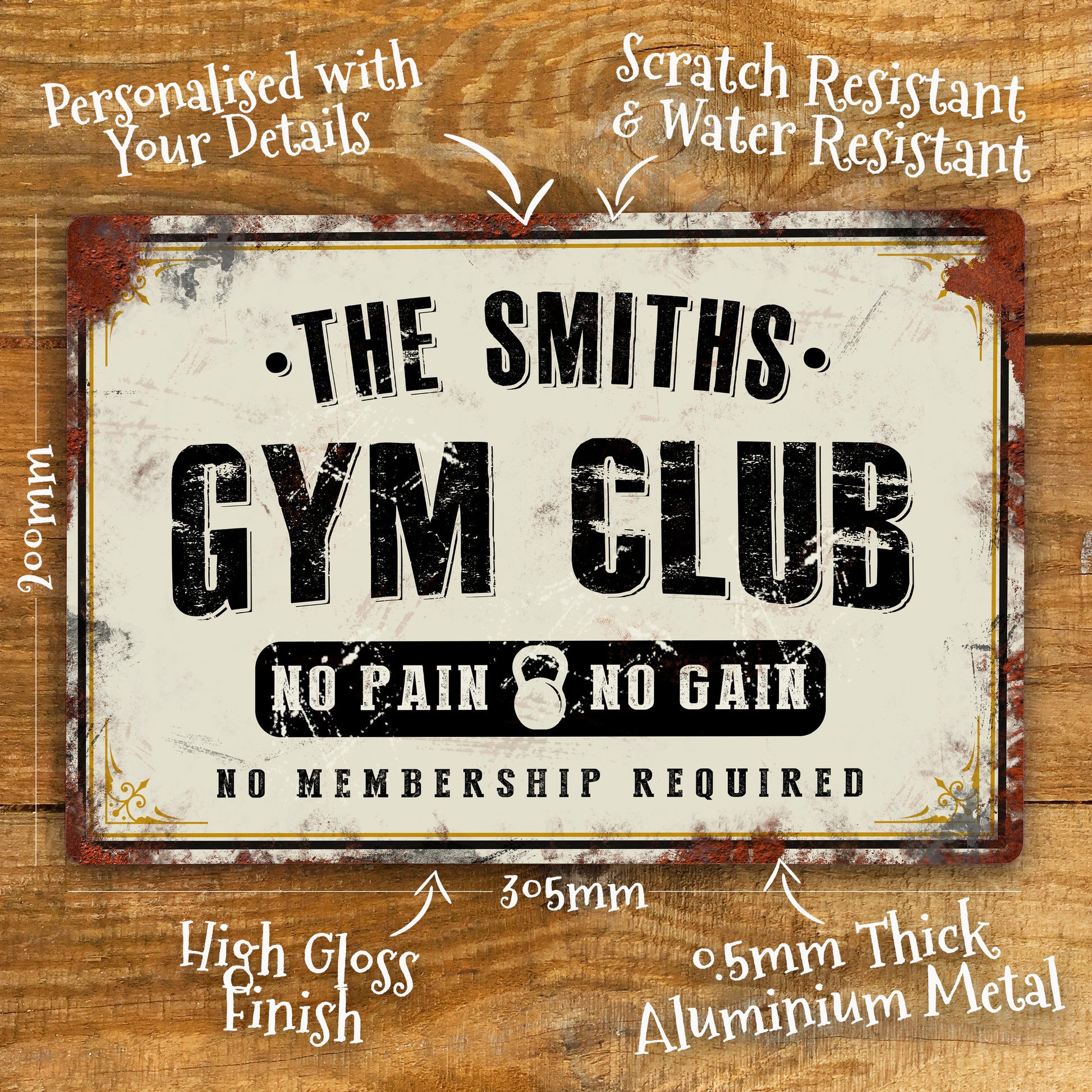 Personalised Home Gym Sign Fitness club sign details