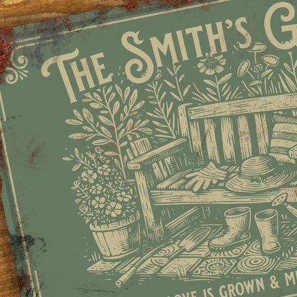 Personalised Garden Metal Sign Door Wall Vintage Decor 200x305mm