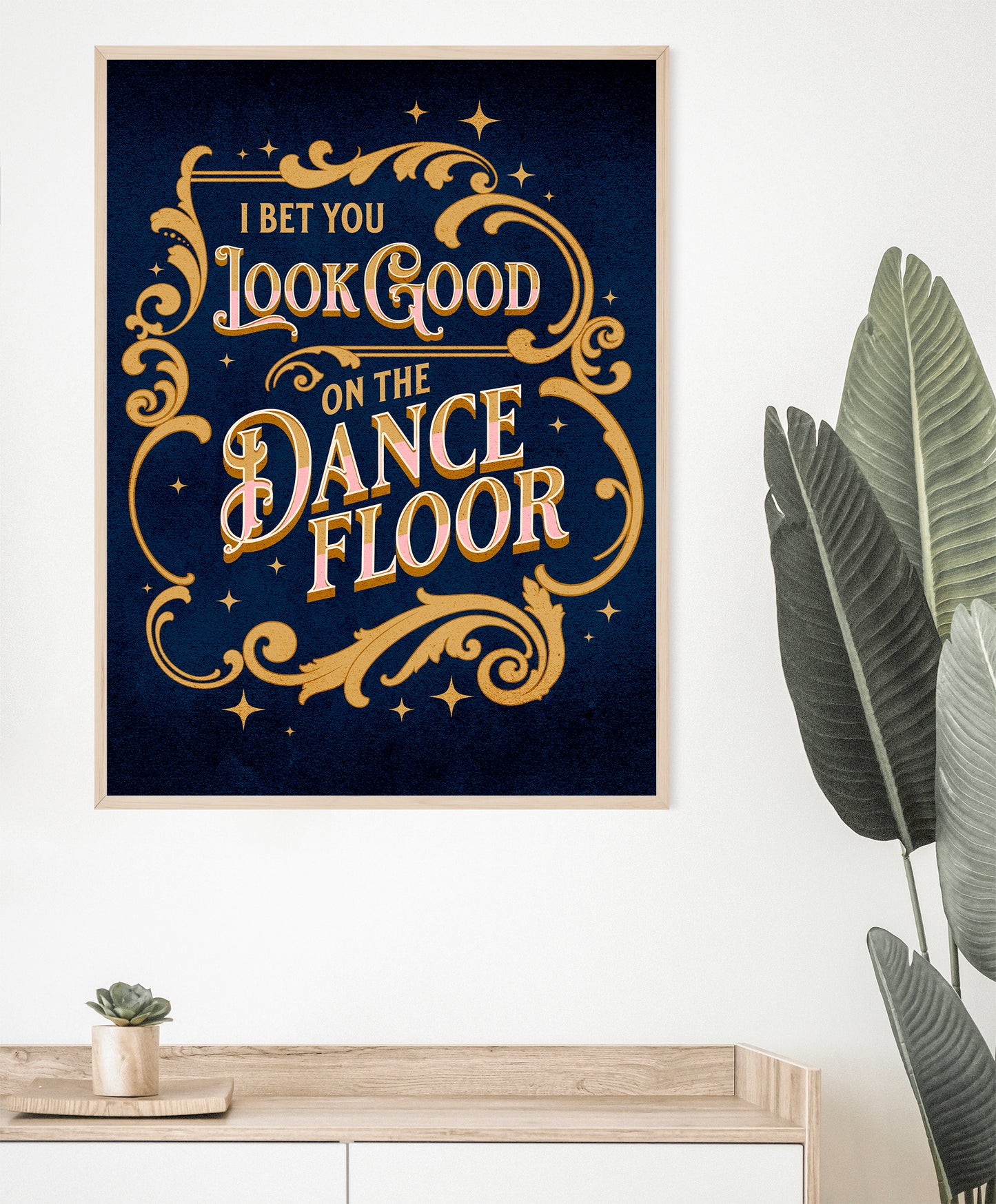 Good on the dance floor music lyrics art print poster framed on wall