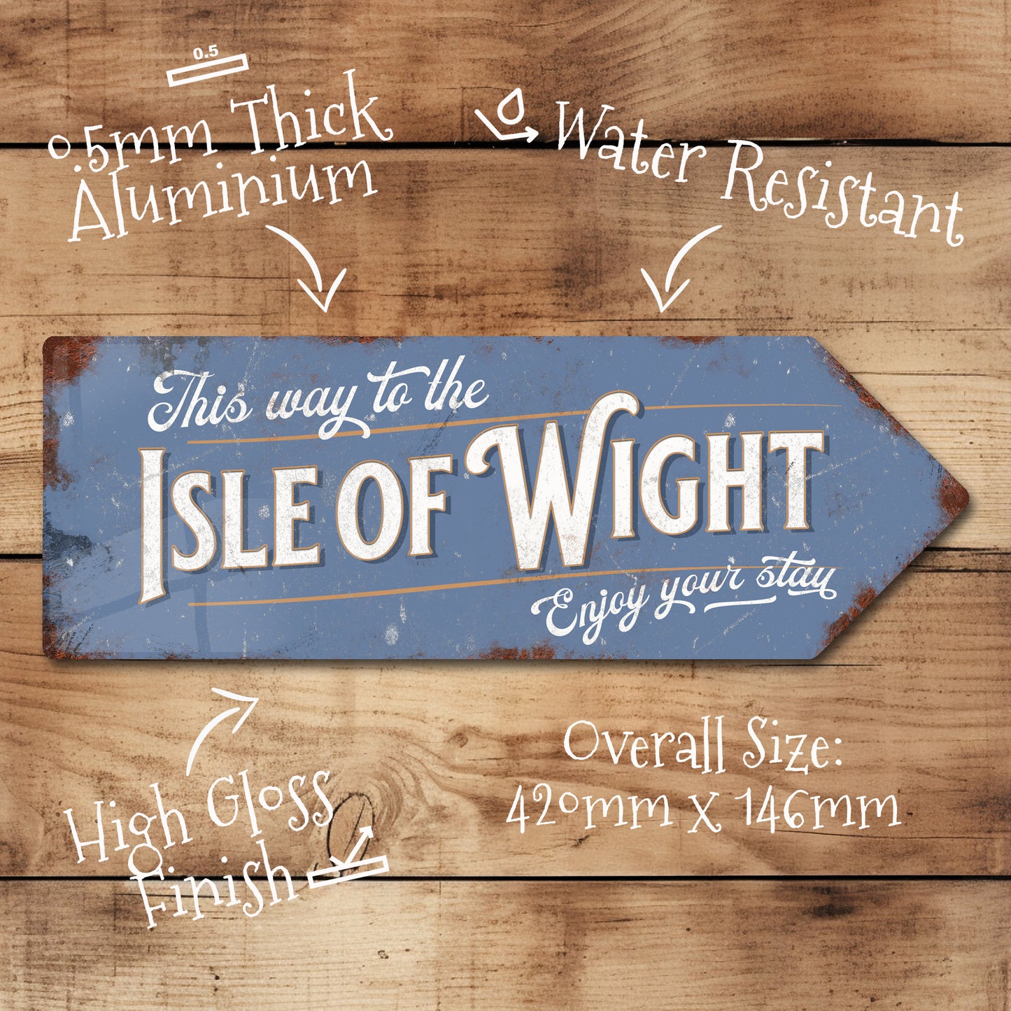 This Way to The Isle of Wight Metal Vintage Style Sign | Isle of Wight Gift