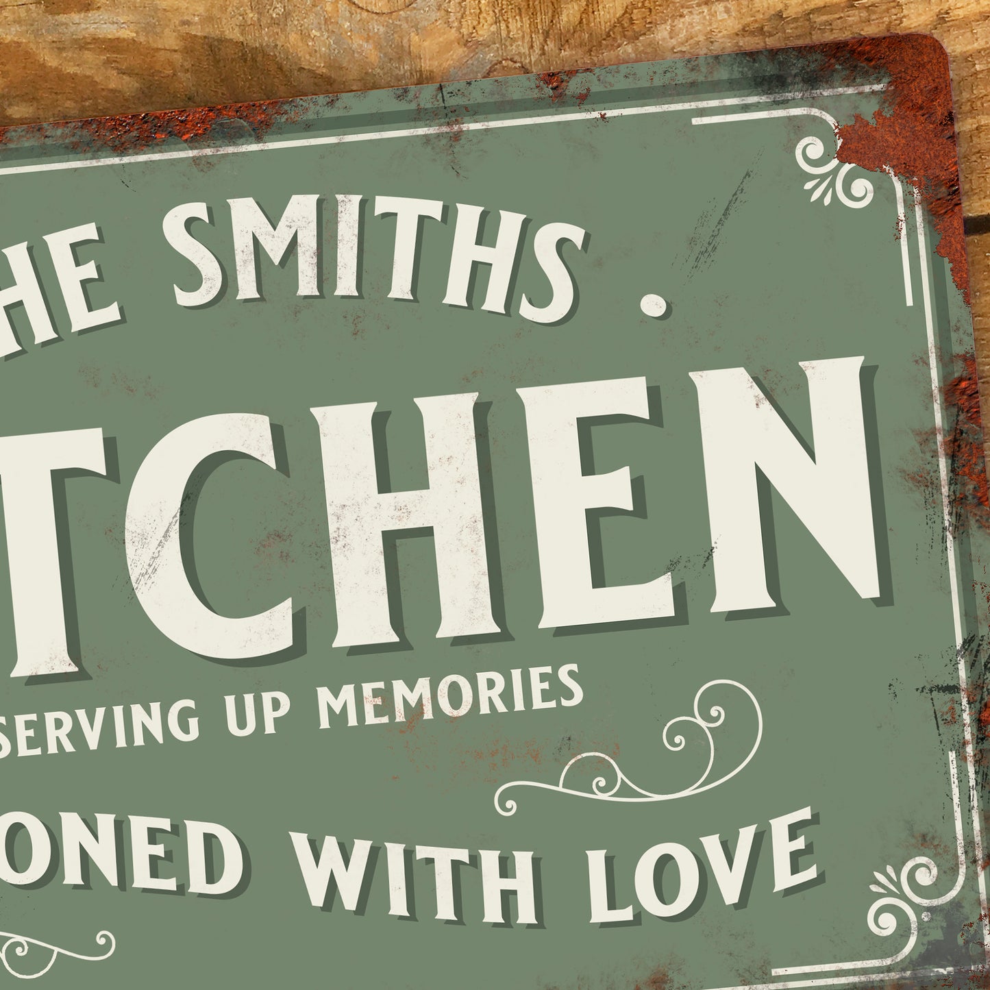 Personalised Kitchen Sign Metal Custom Family Name Door Wall Sign Vintage 200x305mm