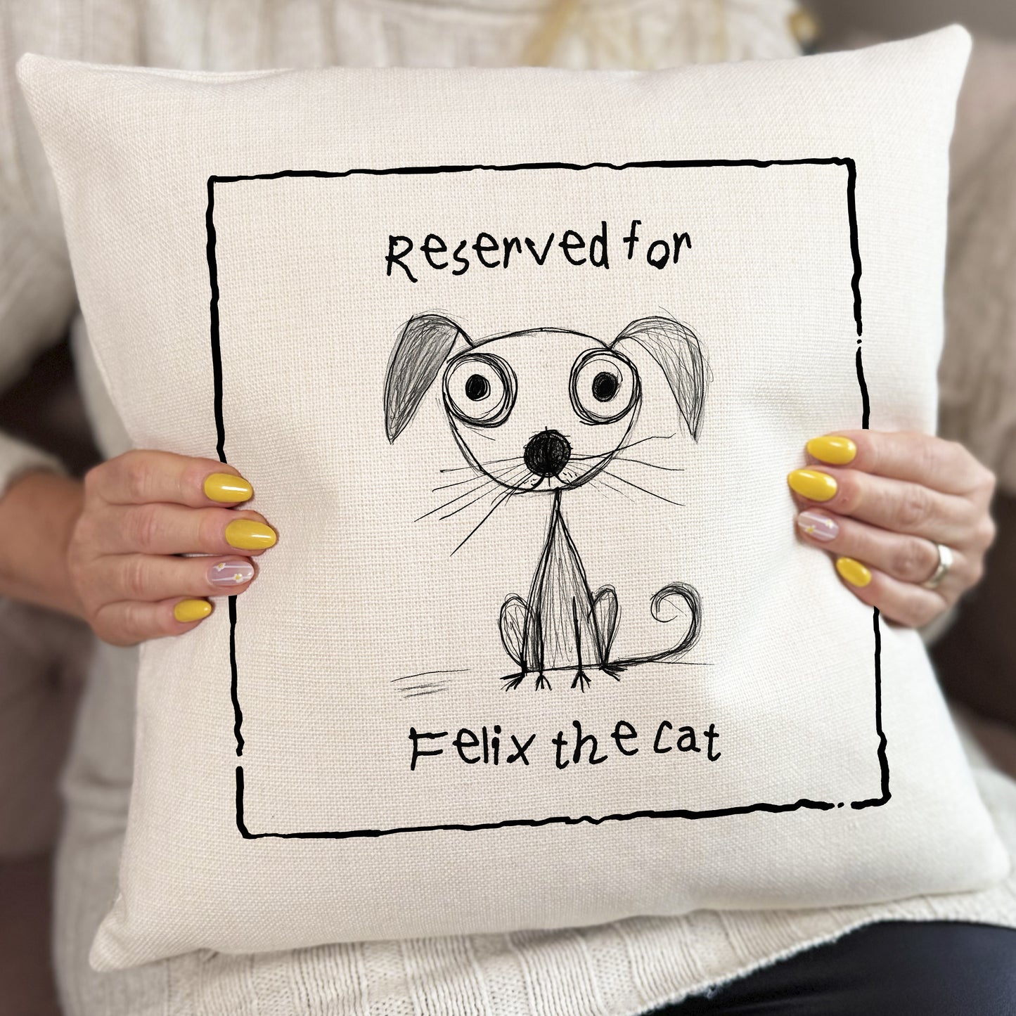 Personalised Cat Cushion Cover, Reserved For Pet Pillow, Custom Cat Name Cushion, Funny Cat Lover Gift, Pet Owner Gift, Cat Mum Dad