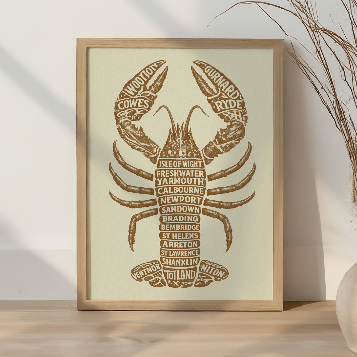 Isle of Wight Lobster Typography Print – Coastal Wall Art Poster